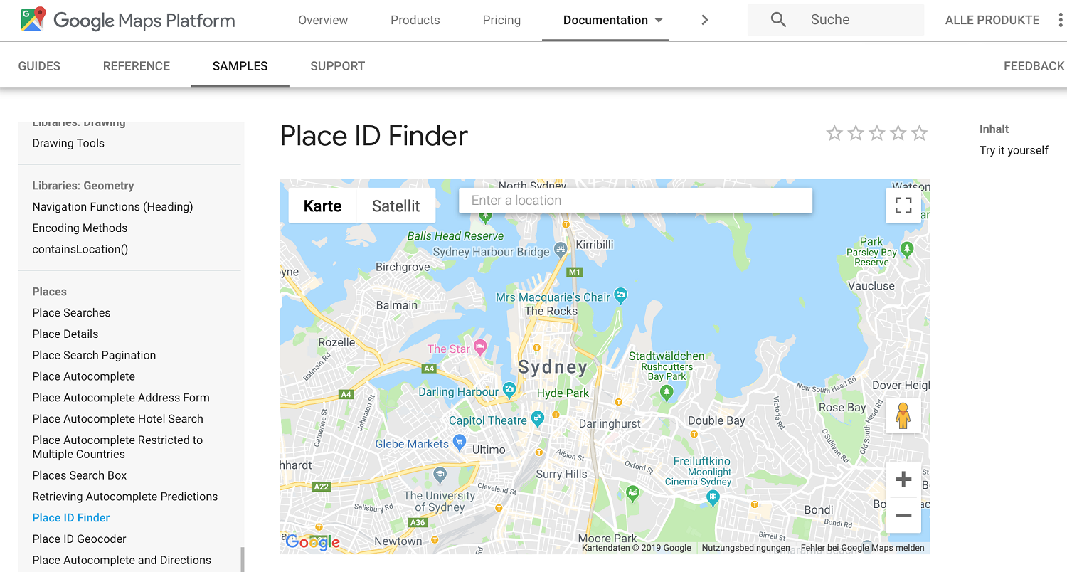Screenshot by MetaMove – Place ID Lookup Tool von Google