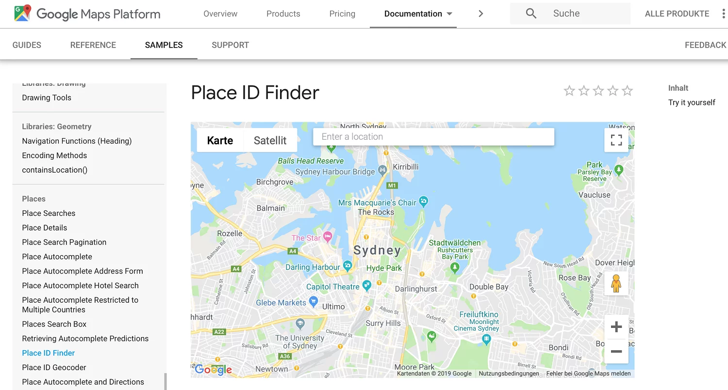 Screenshot by MetaMove – Place ID Lookup Tool von Google