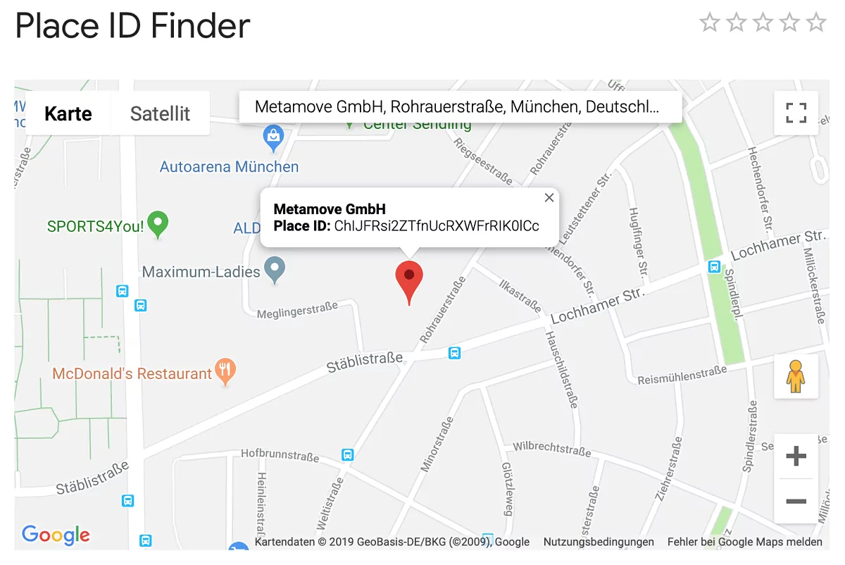 © Screenshot by Meta Move - Place ID Finder Google